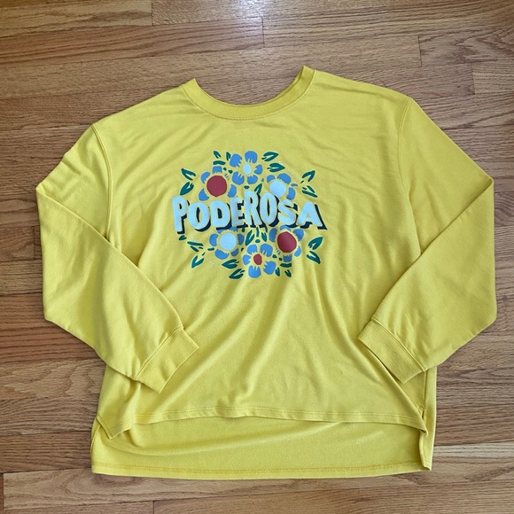 Well Worn Long Sleeve Sweatshirt Women’s XL Yellow Poderosa Latino Heritage - Picture 1 of 5